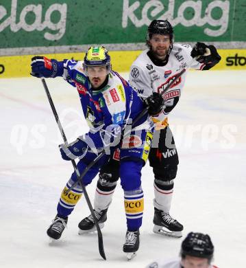 Eishockey ICE Bundesliga.  Winn2day ICE Hockey League. VSV gegen Pioneers Vorarlberg.   Adam Helewka  (VSV), Louie Roehl   (Vorarlberg). Villach, am 22.2.2026.
Foto: Kuess
www.qspictures.net
---
pressefotos, pressefotografie, kuess, qs, qspictures, sport, bild, bilder, bilddatenbank
