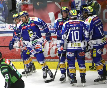 Eishockey ICE Bundesliga.  Winn2day ICE Hockey League. VSV gegen Pioneers Vorarlberg.   Torjubel Julian Raspotnig, Nick Hutchison, John Hughes, Adam Helewka, Thomas Vallant (VSV). Villach, am 22.2.2026.
Foto: Kuess
www.qspictures.net
---
pressefotos, pressefotografie, kuess, qs, qspictures, sport, bild, bilder, bilddatenbank