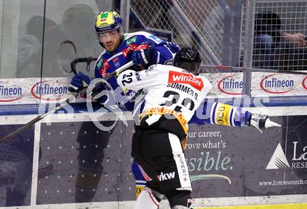 Eishockey ICE Bundesliga.  Winn2day ICE Hockey League. VSV gegen Pioneers Vorarlberg.  Thomas Vallant   (VSV), Benn Summer    (Vorarlberg). Villach, am 22.2.2026.
Foto: Kuess
www.qspictures.net
---
pressefotos, pressefotografie, kuess, qs, qspictures, sport, bild, bilder, bilddatenbank
