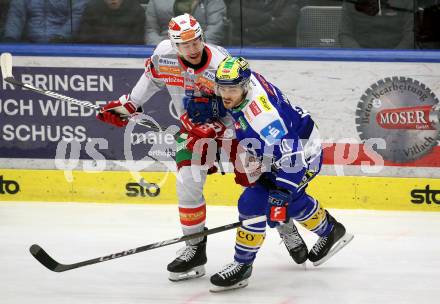 Eishockey ICE Bundesliga.  Winn2day ICE Hockey League. VSV gegen KAC. Thomas Vallant  (VSV), Nicholas Eric Petersen   (KAC). Villach, am 9.1.2026.
Foto: Kuess
www.qspictures.net
---
pressefotos, pressefotografie, kuess, qs, qspictures, sport, bild, bilder, bilddatenbank