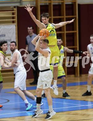 Basketball 2. Liga 2025/2026. Grunddurchgang 20. Runde.  KOS gegen Future Team Steiermark.  Jernej Andolsek Heine   (KOS), Luka Dramac  (Steiermark). Klagenfurt, am 28.2.2026
Foto: Kuess
---
pressefotos, pressefotografie, kuess, qs, qspictures, sport, bild, bilder, bilddatenbank