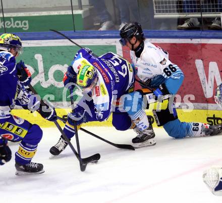Eishockey ICE Bundesliga.  Winn2day ICE Hockey League. VSV gegen Black Wings Linz.  Michael Kernberger   (VSV),     Stefan Gaffal (Linz). Villach, am 4.3.2026.
Foto: Kuess
www.qspictures.net
---
pressefotos, pressefotografie, kuess, qs, qspictures, sport, bild, bilder, bilddatenbank
