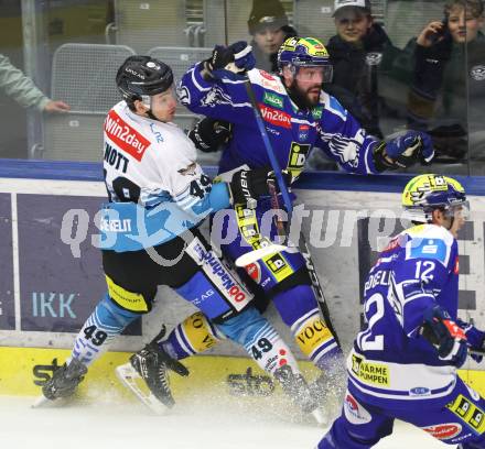 Eishockey ICE Bundesliga.  Winn2day ICE Hockey League. VSV gegen Black Wings Linz.  Steven Strong   (VSV),    Graham Knott  (Linz). Villach, am 4.3.2026.
Foto: Kuess
www.qspictures.net
---
pressefotos, pressefotografie, kuess, qs, qspictures, sport, bild, bilder, bilddatenbank
