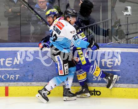 Eishockey ICE Bundesliga.  Winn2day ICE Hockey League. VSV gegen Black Wings Linz.  Adam Helewka  (VSV),     Patrick Soellinger (Linz). Villach, am 4.3.2026.
Foto: Kuess
www.qspictures.net
---
pressefotos, pressefotografie, kuess, qs, qspictures, sport, bild, bilder, bilddatenbank