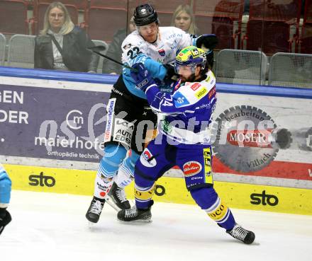 Eishockey ICE Bundesliga.  Winn2day ICE Hockey League. VSV gegen Black Wings Linz.  Joel Teasdale   (VSV),  Patrick Soellinger   (Linz). Villach, am 4.3.2026.
Foto: Kuess
www.qspictures.net
---
pressefotos, pressefotografie, kuess, qs, qspictures, sport, bild, bilder, bilddatenbank