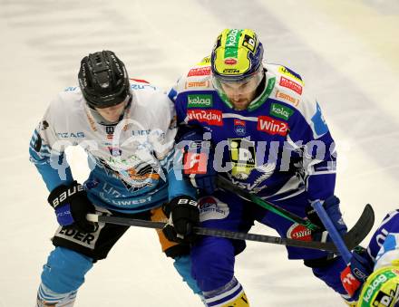Eishockey ICE Bundesliga.  Winn2day ICE Hockey League. VSV gegen Black Wings Linz. Maximilian Rebernig    (VSV),   Emilio Romig   (Linz). Villach, am 4.3.2026.
Foto: Kuess
www.qspictures.net
---
pressefotos, pressefotografie, kuess, qs, qspictures, sport, bild, bilder, bilddatenbank