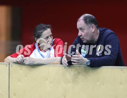 Volleyball.  Austrian Volley League Men.  VBK Kelag Woerther-See-Loewen Klagenfurt gegen SK Zadruga Aich/Dob.  Karin Fruehbauer   (Woerthersee-Loewen),  Martin Micheu  (Aich/Dob). Klagenfurt, am 7.3.2026.
Foto: Kuess
www.qspictures.net
---
pressefotos, pressefotografie, kuess, qs, qspictures, sport, bild, bilder, bilddatenbank
