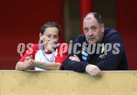 Volleyball.  Austrian Volley League Men.  VBK Kelag Woerther-See-Loewen Klagenfurt gegen SK Zadruga Aich/Dob.  Karin Fruehbauer,   (Woerthersee-Loewen),  Martin Micheu  (Aich/Dob). Klagenfurt, am 7.3.2026.
Foto: Kuess
www.qspictures.net
---
pressefotos, pressefotografie, kuess, qs, qspictures, sport, bild, bilder, bilddatenbank