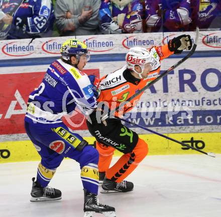 Eishockey ICE Bundesliga.  Winn2day ICE Hockey League. VSV gegen Graz99ers.  Dylan Macpherson   (VSV),  Paul Huber  (Graz). Villach, am 12.3.2026..
Foto: Kuess
www.qspictures.net
---
pressefotos, pressefotografie, kuess, qs, qspictures, sport, bild, bilder, bilddatenbank