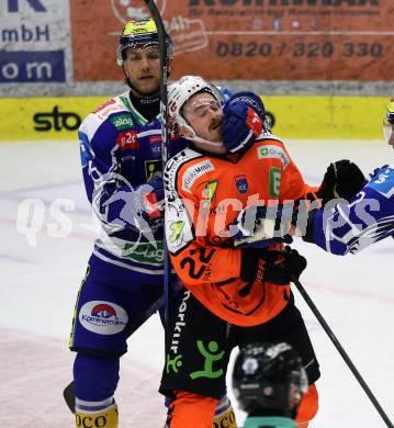 Eishockey ICE Bundesliga.  Winn2day ICE Hockey League. VSV gegen Graz99ers.  Guus Van Nes   (VSV),  Kevin Conley   (Graz). Villach, am 12.3.2026..
Foto: Kuess
www.qspictures.net
---
pressefotos, pressefotografie, kuess, qs, qspictures, sport, bild, bilder, bilddatenbank
