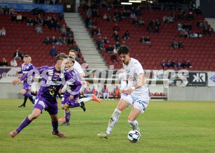 Fussball 2. Liga. SK Austria Klagenfurt gegen FAC Wien.   Sebastian Pschernig, (Klagenfurt), Simon Filipovic    (FAC Wien).  Klagenfurt, 13.3.2026.
Foto: Kuess
www.qspictures.net
---
pressefotos, pressefotografie, kuess, qs, qspictures, sport, bild, bilder, bilddatenbank