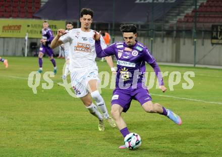 Fussball 2. Liga. SK Austria Klagenfurt gegen FAC Wien.  Almir Oda, (Klagenfurt),  Simon Filipovic    (FAC Wien).  Klagenfurt, 13.3.2026.
Foto: Kuess
www.qspictures.net
---
pressefotos, pressefotografie, kuess, qs, qspictures, sport, bild, bilder, bilddatenbank