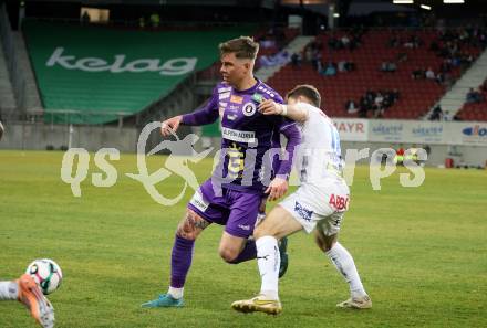 Fussball 2. Liga. SK Austria Klagenfurt gegen FAC Wien.   Nik Marinsek, (Klagenfurt),   Marcus Maier  (FAC Wien).  Klagenfurt, 13.3.2026.
Foto: Kuess
www.qspictures.net
---
pressefotos, pressefotografie, kuess, qs, qspictures, sport, bild, bilder, bilddatenbank
