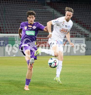 Fussball 2. Liga. SK Austria Klagenfurt gegen FAC Wien.  Matteo Kitz (Klagenfurt),   Lukas Gabbichler  (FAC). Klagenfurt, 13.3.2026.
Foto: Kuess
www.qspictures.net
---
pressefotos, pressefotografie, kuess, qs, qspictures, sport, bild, bilder, bilddatenbank