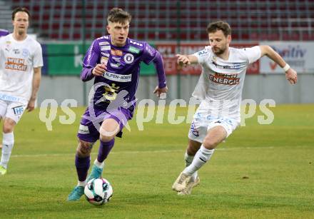 Fussball 2. Liga. SK Austria Klagenfurt gegen FAC Wien. Nik Marinsek (Klagenfurt), Marcus Maier  (FAC). Klagenfurt, 13.3.2026.
Foto: Kuess
www.qspictures.net
---
pressefotos, pressefotografie, kuess, qs, qspictures, sport, bild, bilder, bilddatenbank