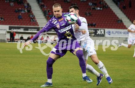 Fussball 2. Liga. SK Austria Klagenfurt gegen FAC Wien. Bartol Barisic  (Klagenfurt),  Mirnes Becirovic   (FAC). Klagenfurt, 13.3.2026.
Foto: Kuess
www.qspictures.net
---
pressefotos, pressefotografie, kuess, qs, qspictures, sport, bild, bilder, bilddatenbank