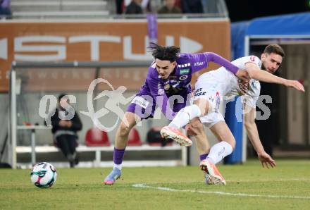 Fussball 2. Liga. SK Austria Klagenfurt gegen FAC Wien.  Almir Oda  (Klagenfurt),   Marco Untergrabner  (FAC). Klagenfurt, 13.3.2026.
Foto: Kuess
www.qspictures.net
---
pressefotos, pressefotografie, kuess, qs, qspictures, sport, bild, bilder, bilddatenbank