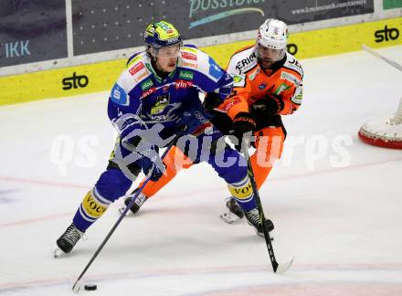 Eishockey ICE Bundesliga.  Winn2day ICE Hockey League. VSV gegen Graz99ers.  Dylan Macpherson   (VSV),   Michael Schiechl  (Graz). Villach, am 12.3.2026..
Foto: Kuess
www.qspictures.net
---
pressefotos, pressefotografie, kuess, qs, qspictures, sport, bild, bilder, bilddatenbank